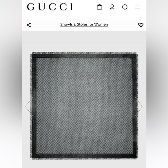 Gucci Scarf, Black and Gray with Iconic GG logo, NWT - Picture 9 of 12